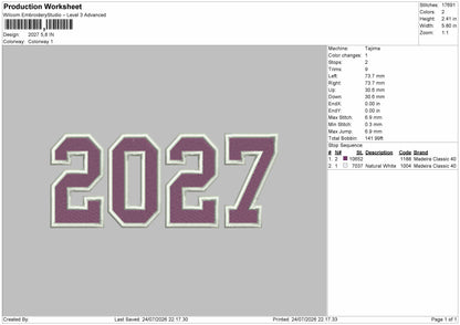2027 Embroidery Machine Design File 6 sizes