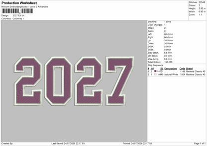 2027 Embroidery Machine Design File 6 sizes