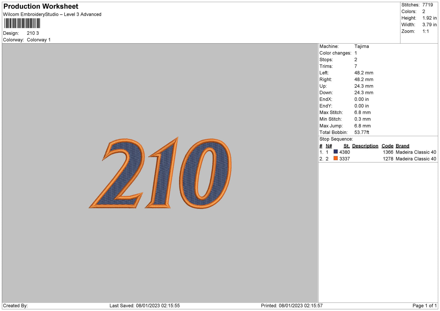 210 Embroidery File 6 sizes