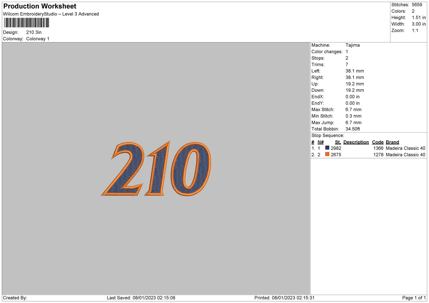 210 Embroidery File 6 sizes