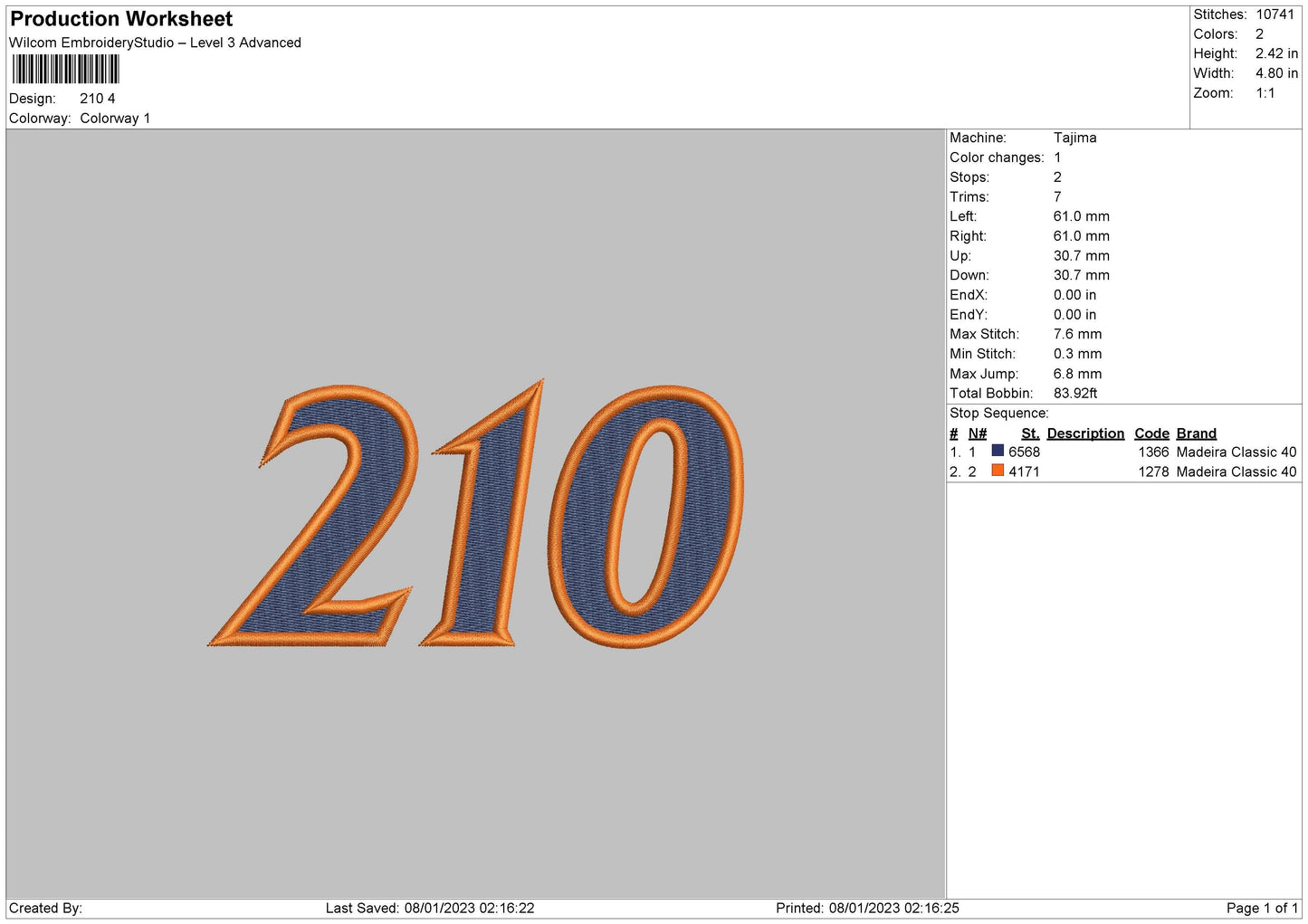 210 Embroidery File 6 sizes