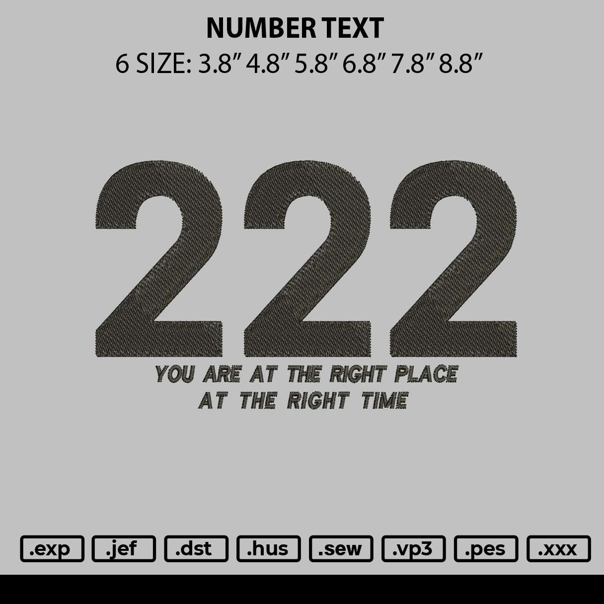 Number Text Embroidery File 6 sizes