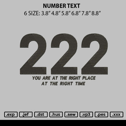 Number Text Embroidery File 6 sizes