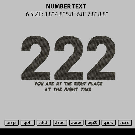 Number Text Embroidery File 6 sizes