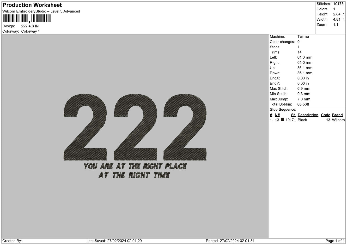 Number Text Embroidery File 6 sizes