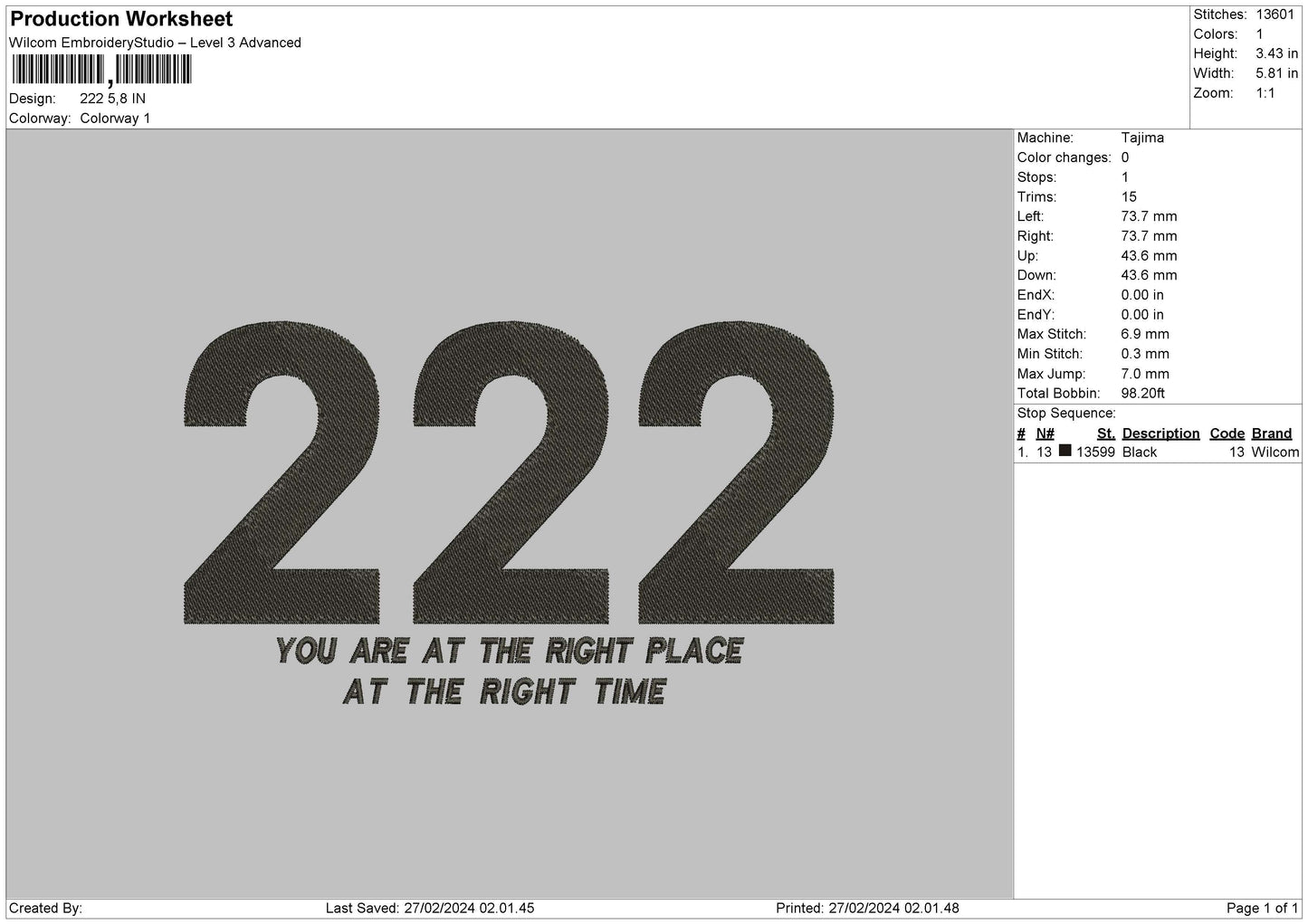 Number Text Embroidery File 6 sizes
