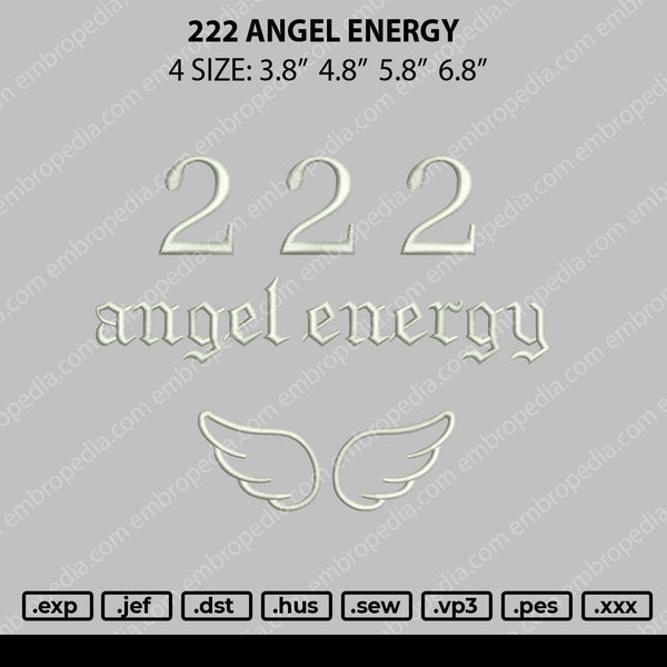 222 Angel Energy Embroidery File 4 size