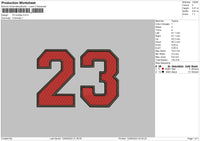 23 Number Embroidery File 6 sizes