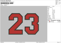 23 Number Embroidery File 6 sizes