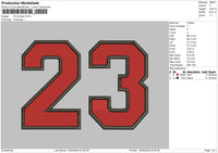 23 Number Embroidery File 6 sizes