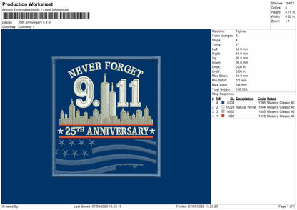 Anniversary Text Embroidery Machine Design File 6 sizes