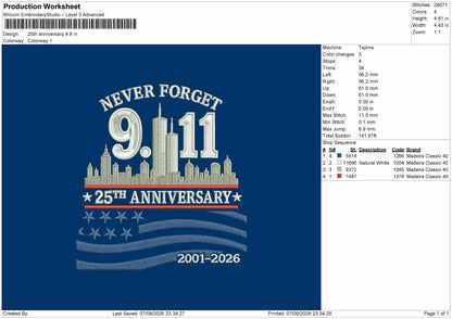 Anniversary Text Embroidery Machine Design File 6 sizes