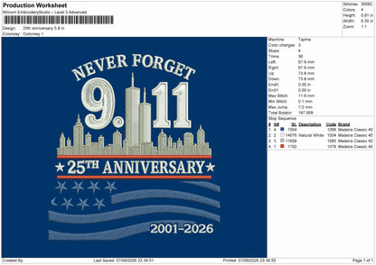 Anniversary Text Embroidery Machine Design File 6 sizes