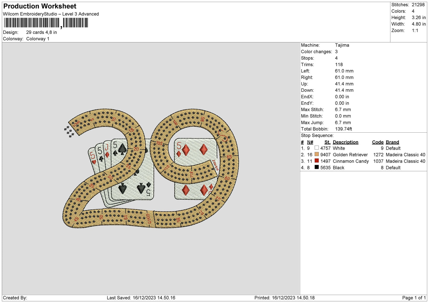 Cards 1612 Embroidery File 6 sizes