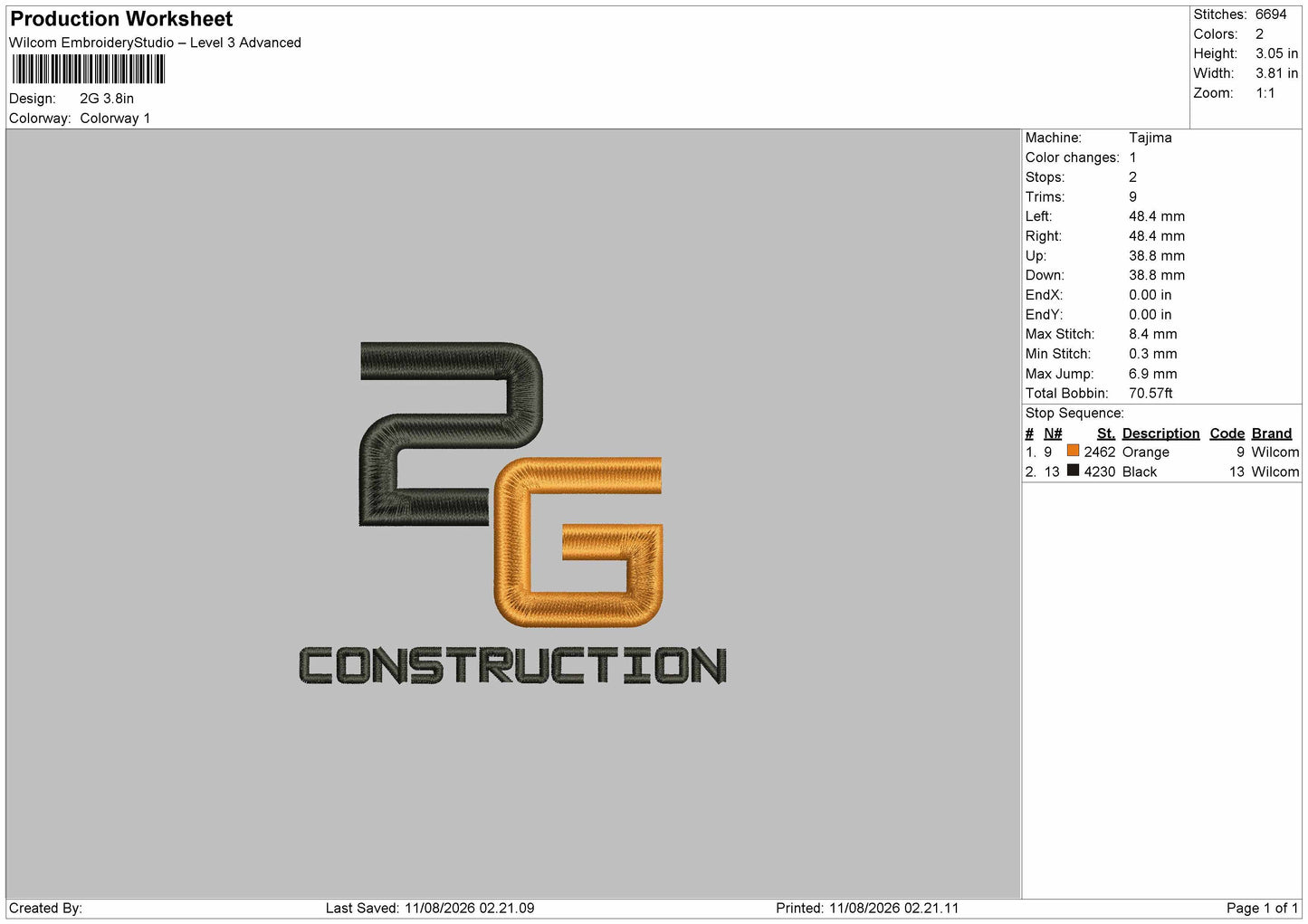 2G Text Embroidery Machine Design File 6 sizes