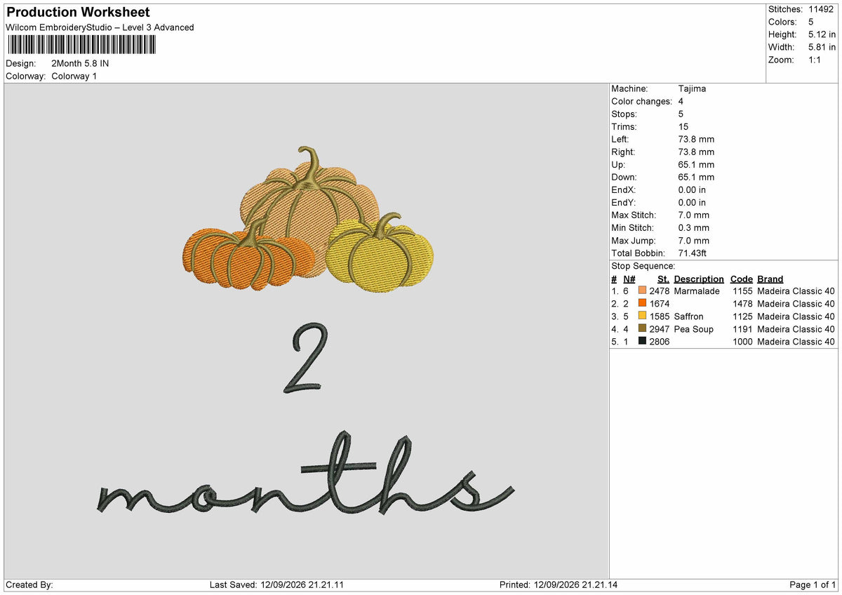 2 Months Embroidery Machine Design File 6 sizes
