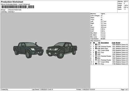 2 Trucks 0705 Embroidery File 6 sizes