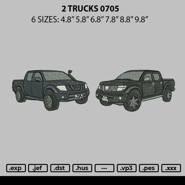 2 Trucks 0705 Embroidery File 6 sizes