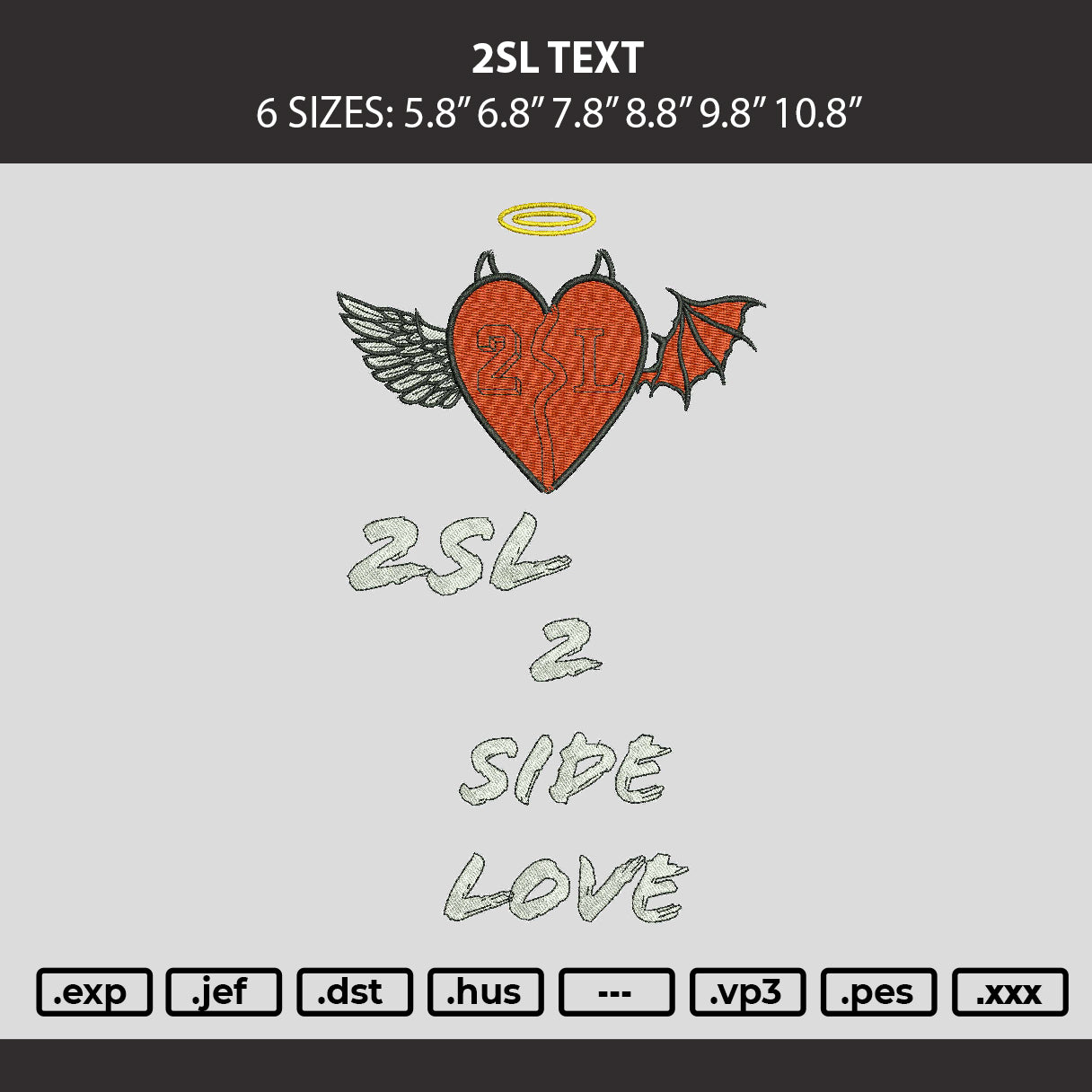 2sl Embroidery Machine Design File 6 sizes