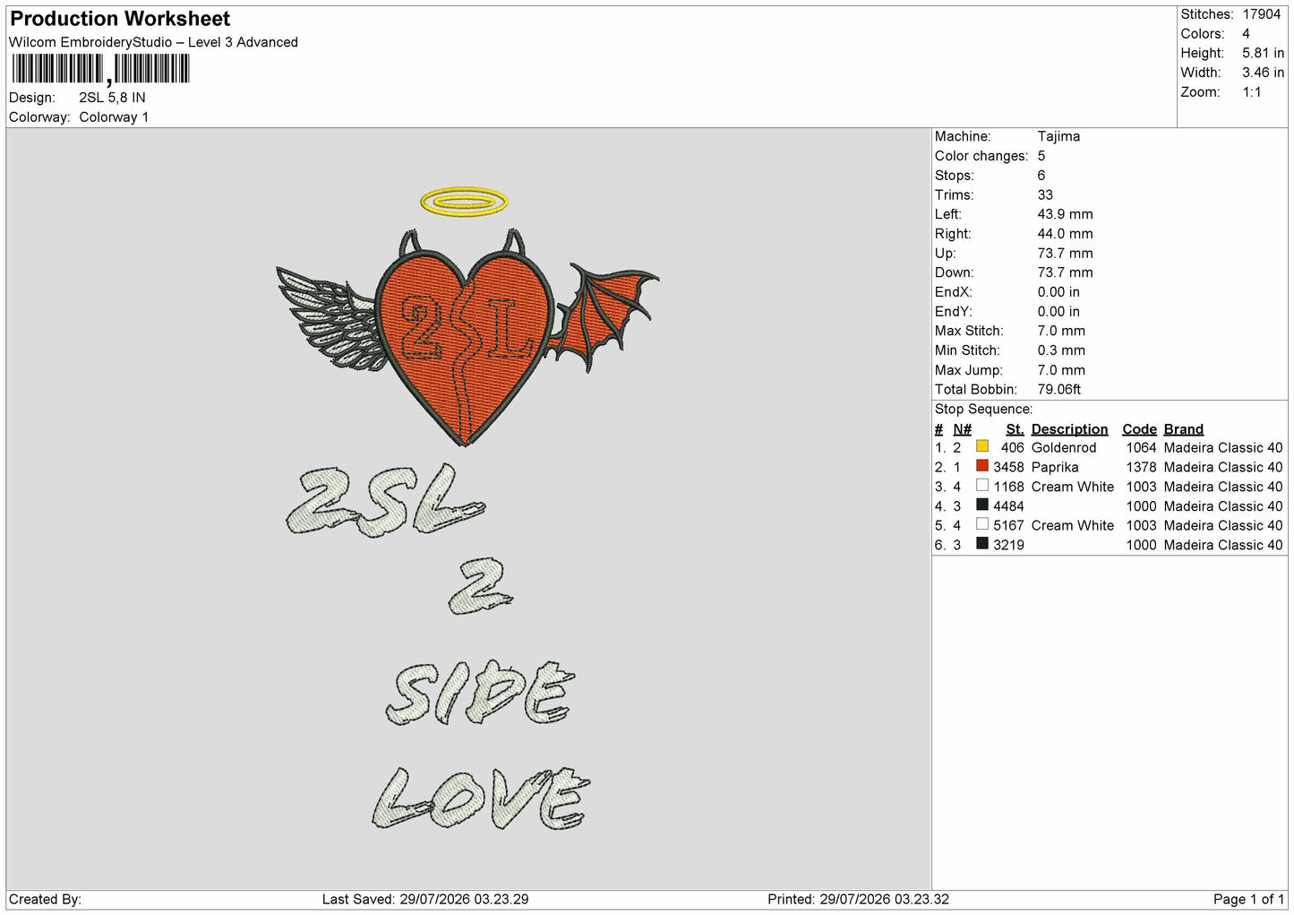 2sl Embroidery Machine Design File 6 sizes