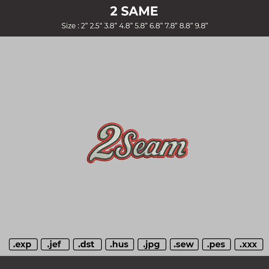 2Seamtext Embroidery File 6 sizes