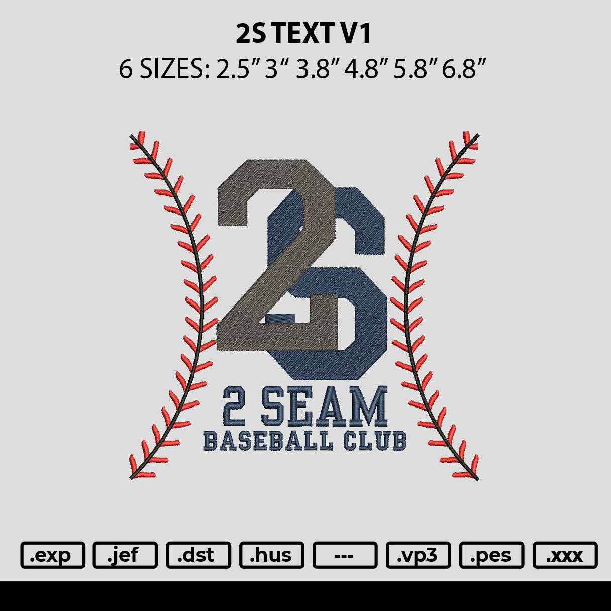 2stext V1 Embroidery File 6 sizes
