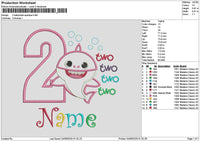 2 Babyshark App Embroidery File 6 sizes