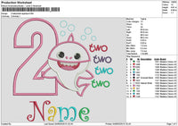 2 Babyshark App Embroidery File 6 sizes