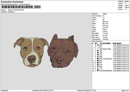 2 Dogs 1312 Embroidery File 6 sizes