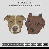 2 Dogs 1312 Embroidery File 6 sizes