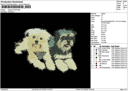 2dogs 2212 Embroidery File 6 sizes