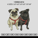 2 Dogs 2312 Embroidery File 6 sizes