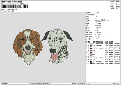 2dogs 1012 Embroidery File 6 sizes