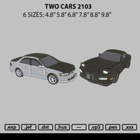 Two Cars 2103 Embroidery File 6 sizes