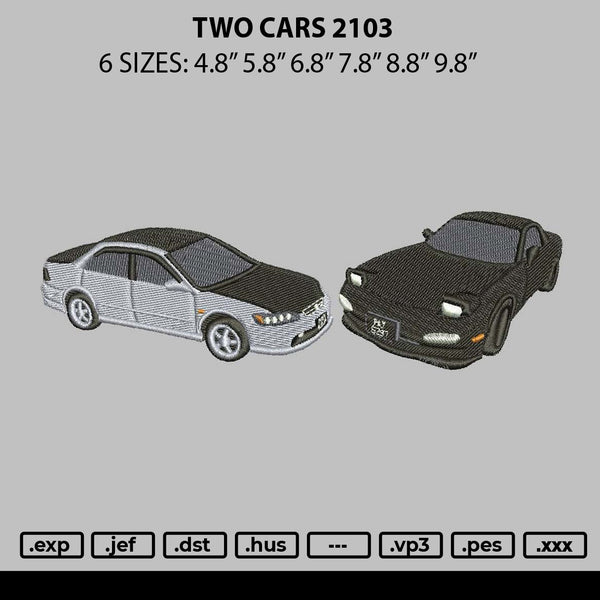 Two Cars 2103 Embroidery File 6 sizes