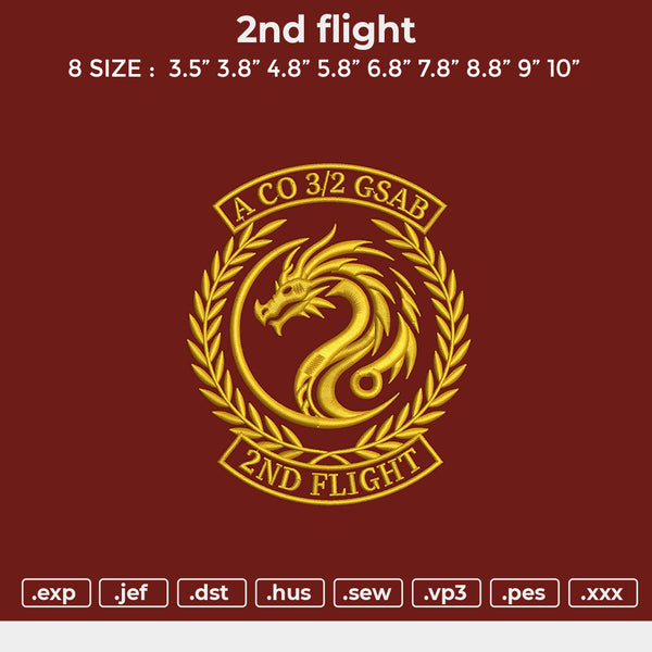 Master Flight File 2nd flight Embroidery File 6 sizes – Master Digitizer