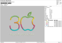 30 Hbd Embroidery File 6 sizes