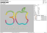 30 Hbd Embroidery File 6 sizes