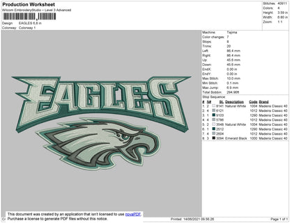 Eagles Embroidery File 4 size