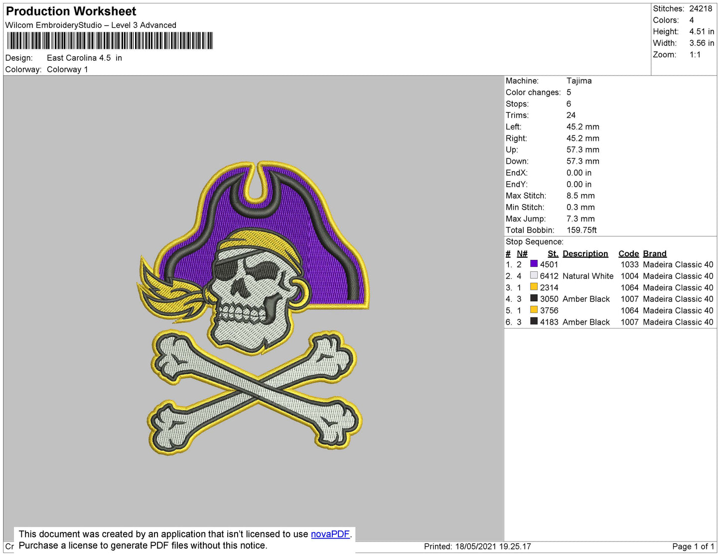 East Carolina Embroidery File 4 size
