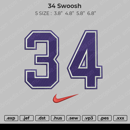 34 number embroidery design