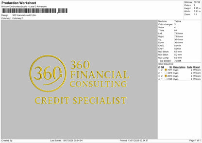 Financialtext Embroidery File 6 sizes