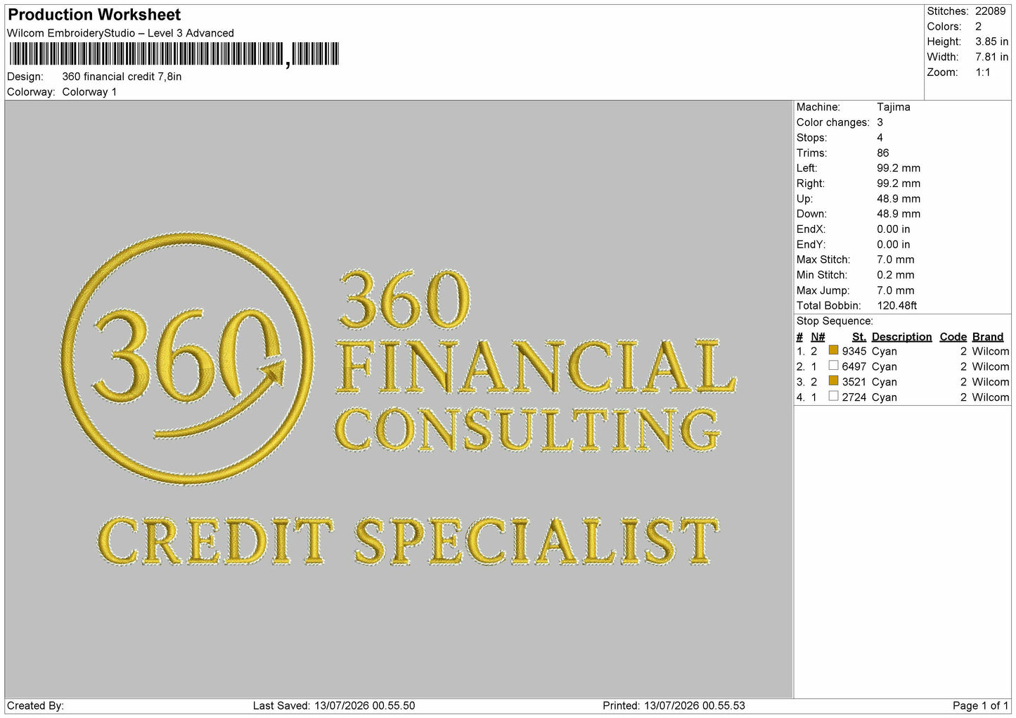 Financialtext Embroidery File 6 sizes