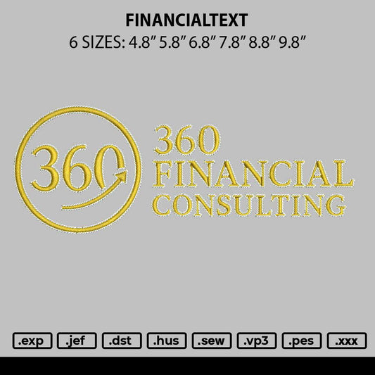 Financialtext Embroidery File 6 sizes
