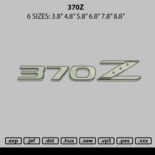 370z Embroidery File 6 sizes