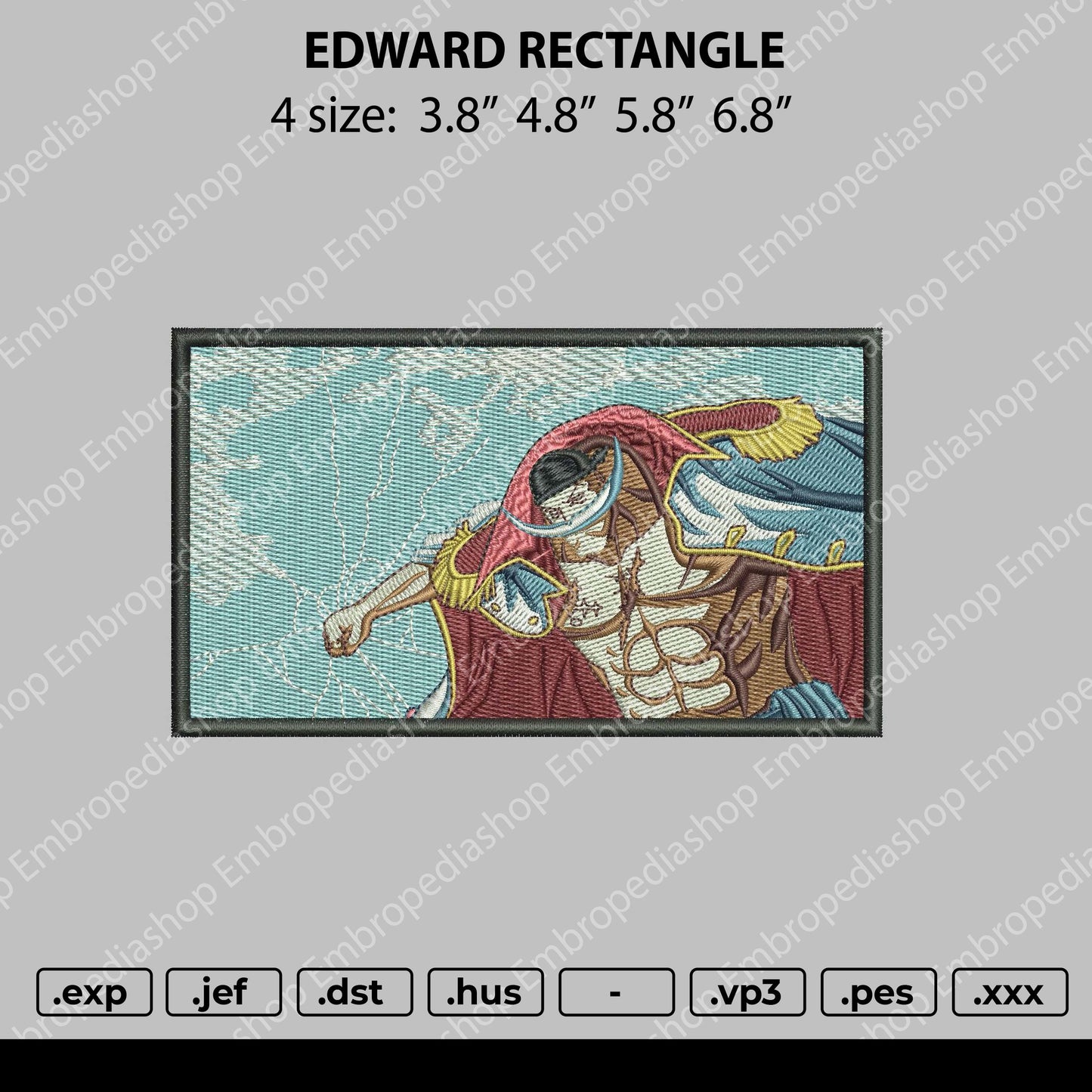 Edward Rectangle Embroidery File 4 size