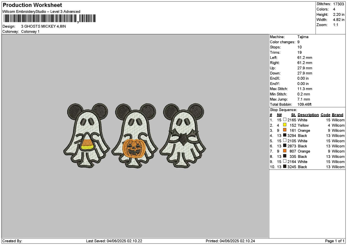 3Ghosts Mouse Embroidery File 6 sizes