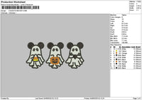 3Ghosts Mouse Embroidery File 6 sizes