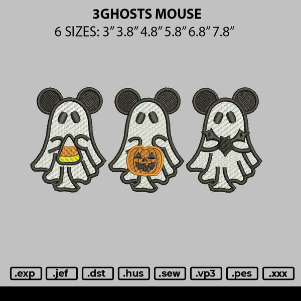 3Ghosts Mouse Embroidery File 6 sizes