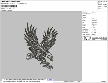 Eagle Embroidery File 5 size